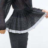 STRIPE GATHERED SHIRT, BLACK SHEER - SAAKI