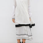 CHECK SHIRT DRESS, IVORY/BLACK HANDWOVEN - SAAKI