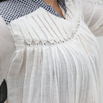 CHECK SHIRT DRESS, IVORY/BLACK HANDWOVEN - SAAKI