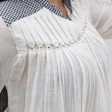 CHECK SHIRT DRESS, IVORY/BLACK HANDWOVEN - SAAKI