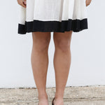 CHECK SHIRT DRESS, IVORY/BLACK HANDWOVEN - SAAKI