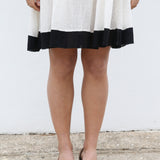 CHECK SHIRT DRESS, IVORY/BLACK HANDWOVEN - SAAKI
