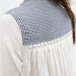 CHECK SHIRT DRESS, IVORY/BLACK HANDWOVEN - SAAKI