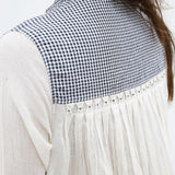 CHECK SHIRT DRESS, IVORY/BLACK HANDWOVEN - SAAKI