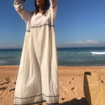 WOOL KAFTAN DRESS, STRIPE // IVORY - SAAKI