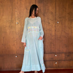 MUSLIN DRESS, BLUE CHIKANKARI - SAAKI