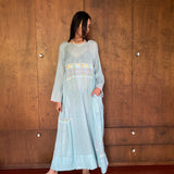 MUSLIN DRESS, BLUE CHIKANKARI - SAAKI