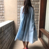 JAMDANI CIRCLE SHIRT DRESS, LIGHT BLUE - SAAKI