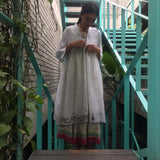 JAMDANI COAT DRESS, WHITE // BLACK - SAAKI