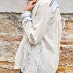 FLORAL WEAVE SHIRT, IVORY // INDIGO - SAAKI