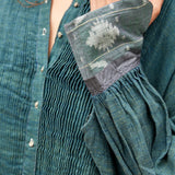 PLEATED EXAGGERATED SLEEVE SHIRT DRESS, GREEN - SAAKI