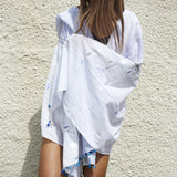 TASSEL POMPOM SCARF, WHITE BLUE GREEN JAMDANI - SAAKI