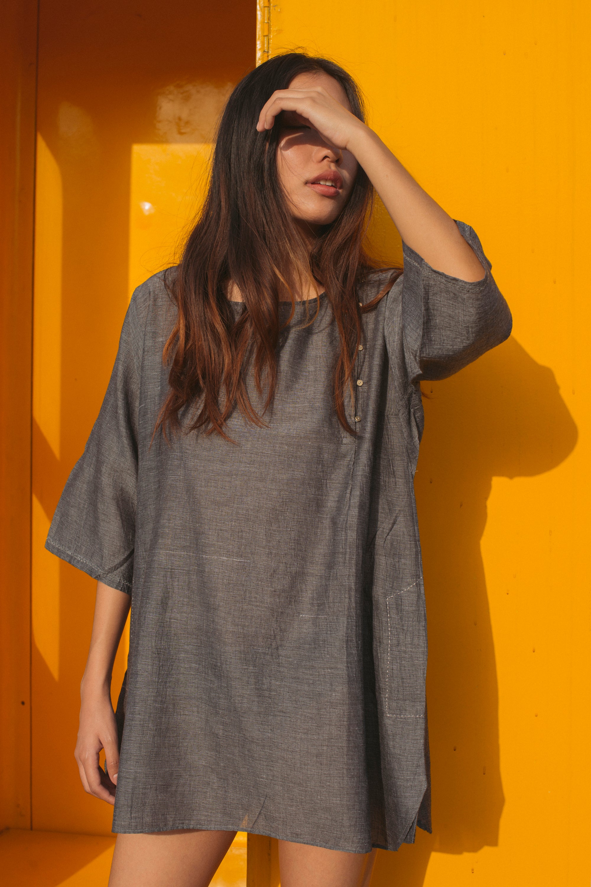 KIMONO SHIRT, GREY - SAAKI