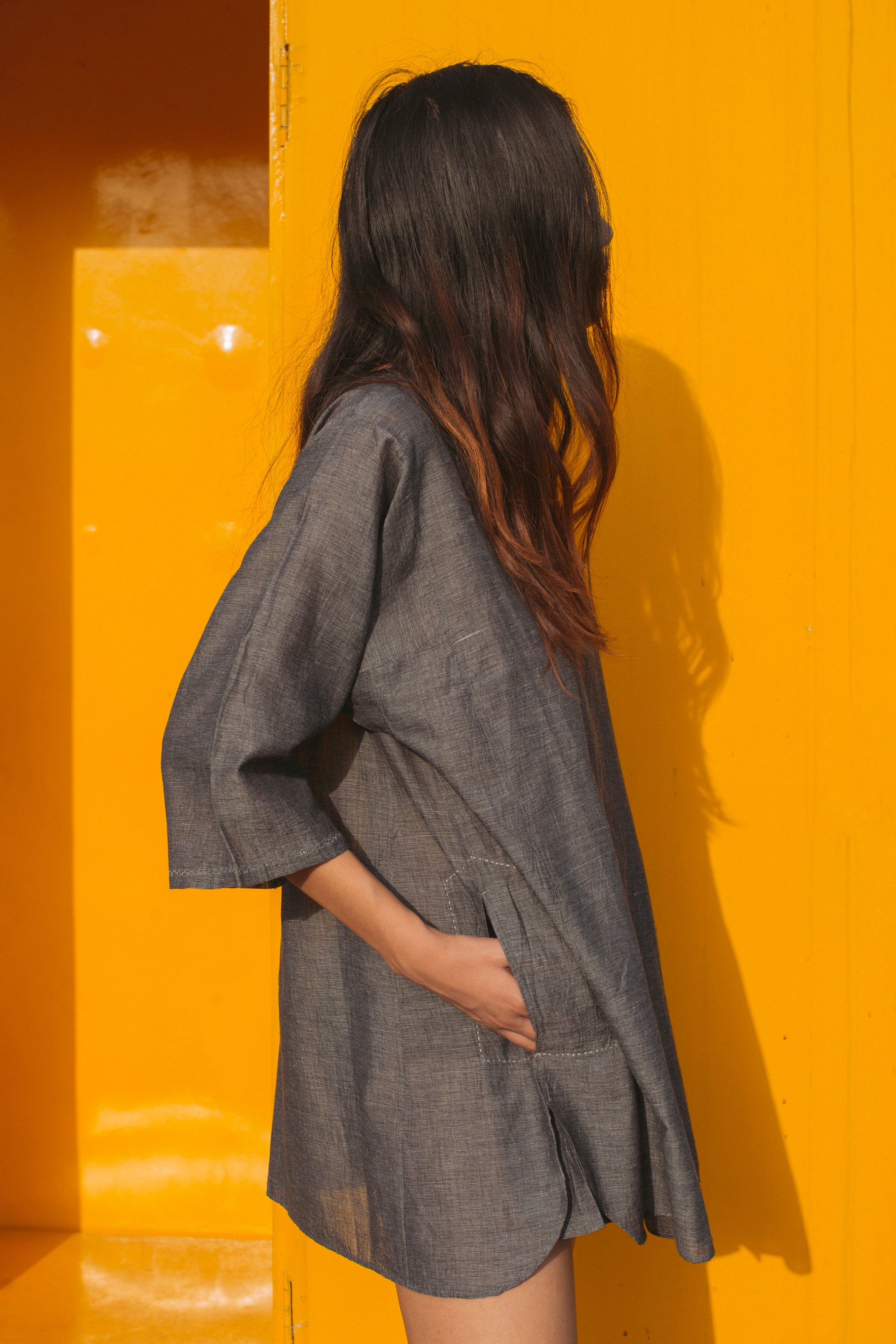 KIMONO SHIRT, GREY - SAAKI