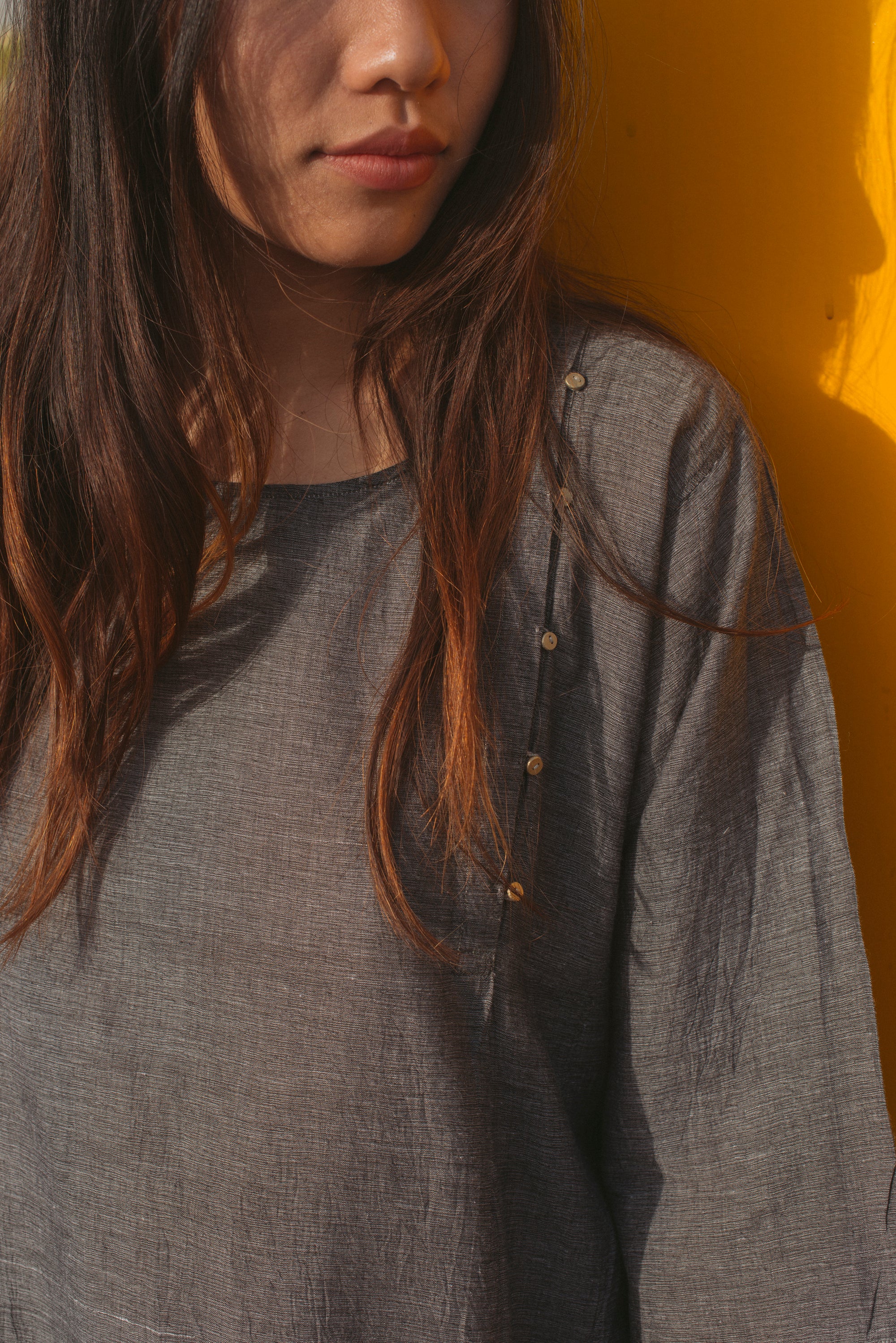 KIMONO SHIRT, GREY - SAAKI
