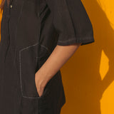 KIMONO SHIRT, BLACK - SAAKI