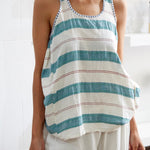 STRIPE STITCH TANK TOP, GREEN // WHITE - SAAKI