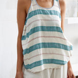 STRIPE STITCH TANK TOP, GREEN // WHITE - SAAKI
