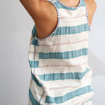 STRIPE STITCH TANK TOP, GREEN // WHITE - SAAKI