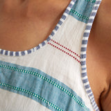 STRIPE STITCH TANK TOP, GREEN // WHITE - SAAKI