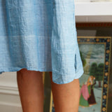 RUFFLE SHIRT DRESS, LIGHT BLUE - SAAKI