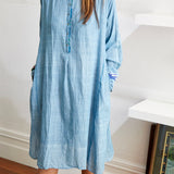 RUFFLE SHIRT DRESS, LIGHT BLUE - SAAKI