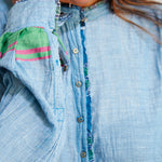 RUFFLE SHIRT DRESS, LIGHT BLUE - SAAKI