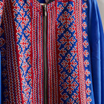 VINTAGE EMBROIDERY BOMBER JACKET, BLUE // RED SILK - SAAKI