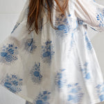RUFFLE SILK BLOUSE, WHITE // INDIGO BOTANIC - SAAKI