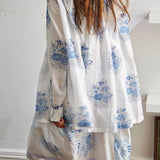 RUFFLE SILK BLOUSE, WHITE // INDIGO BOTANIC - SAAKI
