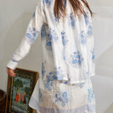 RUFFLE SILK BLOUSE, WHITE // INDIGO BOTANIC - SAAKI