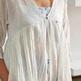 SINGLE BUTTON BLOUSE, WHITE SHEER - SAAKI