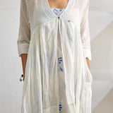 SINGLE BUTTON BLOUSE, WHITE SHEER - SAAKI
