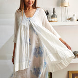 SINGLE BUTTON BLOUSE, WHITE SHEER - SAAKI