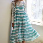 STRIPE MAXI DRESS, GREEN/WHITE - SAAKI