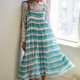 STRIPE MAXI DRESS, GREEN/WHITE - SAAKI
