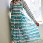 STRIPE MAXI DRESS, GREEN/WHITE - SAAKI