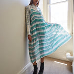 STRIPE MAXI DRESS, GREEN/WHITE - SAAKI