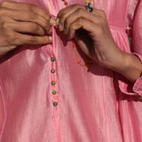 MUSLIN SHIRT DRESS, PINK SILK - SAAKI