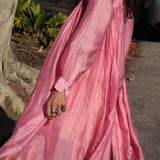 MUSLIN SHIRT DRESS, PINK SILK - SAAKI