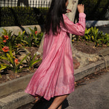 MUSLIN SHIRT DRESS, PINK SILK - SAAKI