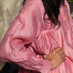 MUSLIN SHIRT DRESS, PINK SILK - SAAKI