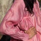MUSLIN SHIRT DRESS, PINK SILK - SAAKI