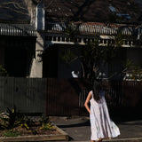 MUSLIN JAMDANI//CHECK DRESS, WHITE SLEEVELESS - SAAKI