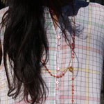 MUSLIN JAMDANI//CHECK DRESS, WHITE SLEEVELESS - SAAKI