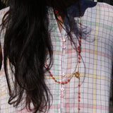 MUSLIN JAMDANI//CHECK DRESS, WHITE SLEEVELESS - SAAKI