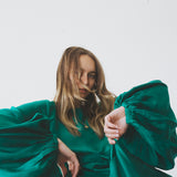 MOSS DRESS, SILK EMERALD GREEN