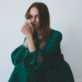 MOSS DRESS, SILK EMERALD GREEN