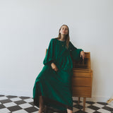 MOSS DRESS, SILK EMERALD GREEN