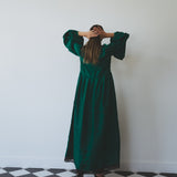 MOSS DRESS, SILK EMERALD GREEN